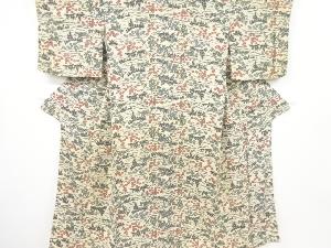 アンティーク　錦紗芝草に花模様着物